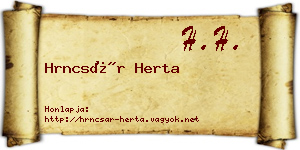 Hrncsár Herta névjegykártya